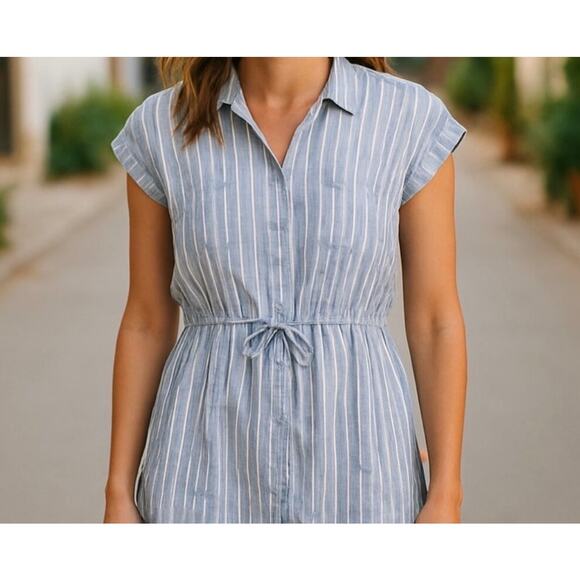 Japana Dresses & Skirts - Japna - Blue and White Striped Shirt Dress - size small